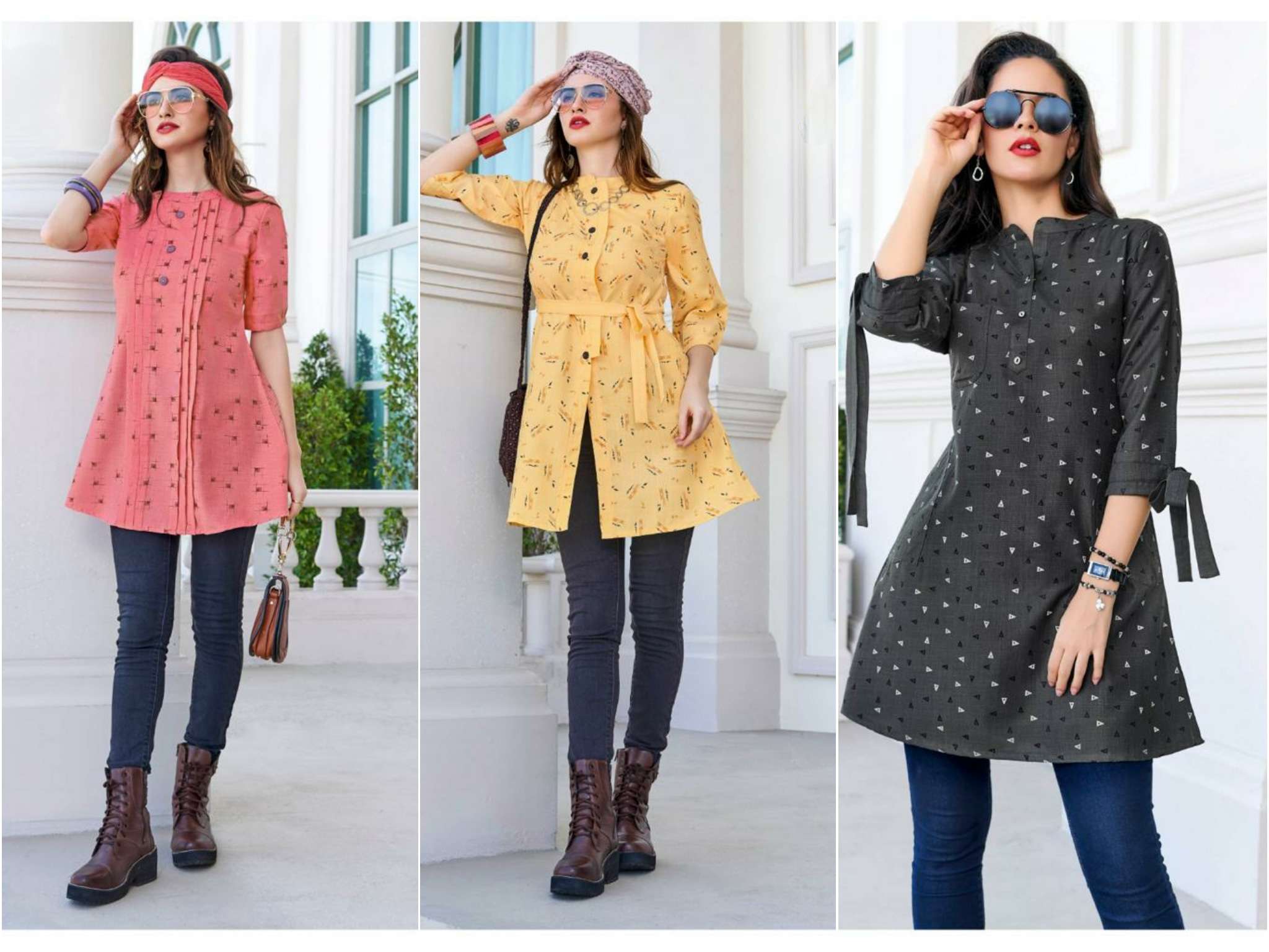 LADIES FLAVOUR PRESENTS TUNIC COTTON PRINTED WHOLESALE WESTRN TOP